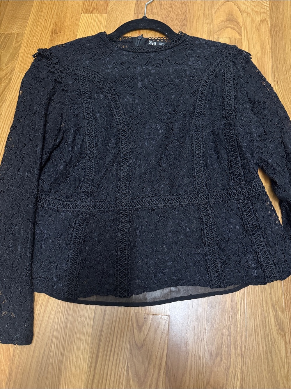 Zara Black Lace Long Sleeve Blouse